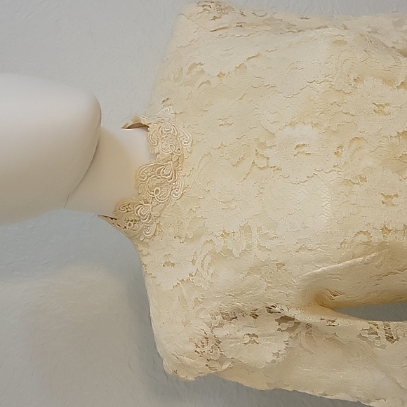 VTG RIMINI 1970s Ivory Lace Colonial Castlecore Chiffon Ruffle Bridal Dress - Picture 6 of 16